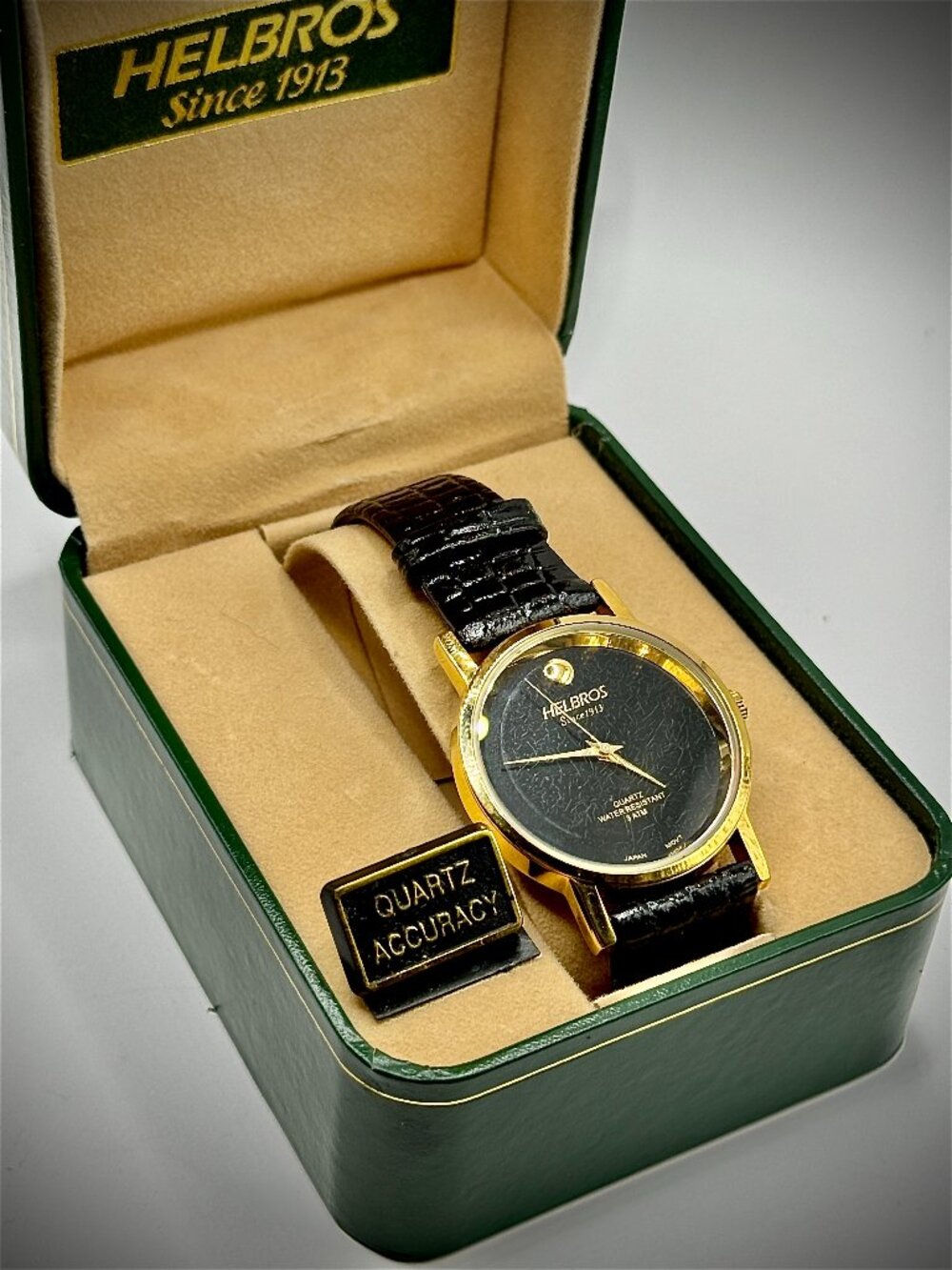 Helbros NWT VINTAGE Watch 33mm Black/Gold